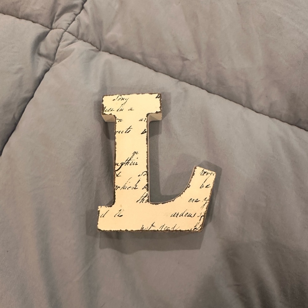 wooden L sign